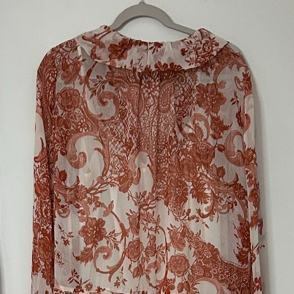 Anthropologie Midi Dress in Cream & Terracotta Color Size L - Picture 3 of 8